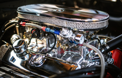 A powerful and shiny engine for a motor vehicle